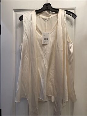 Lafayette 148 New York Ivory Satin Tie-Neck Camisole